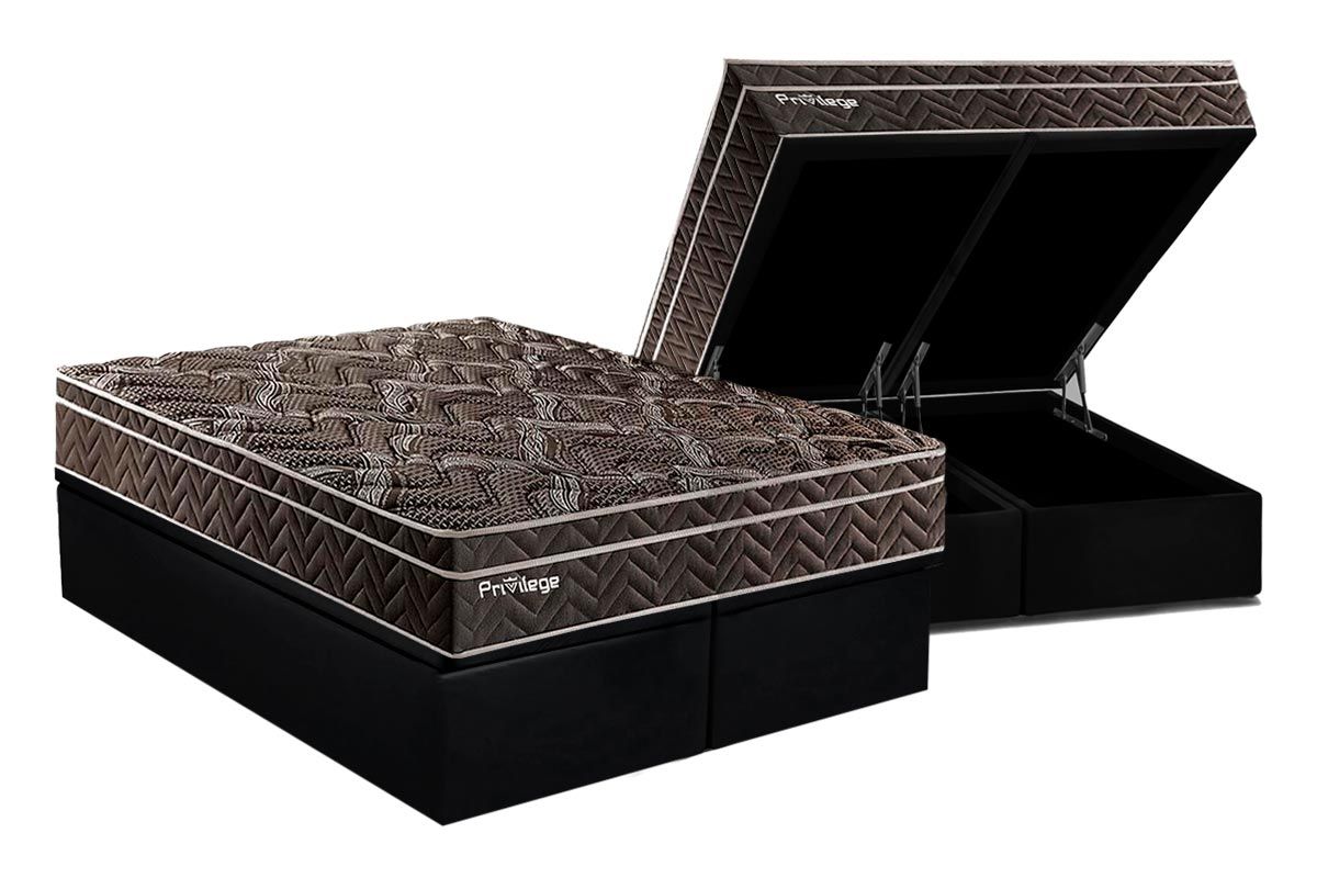 Cama Box Baú CRC +Colchão Molas Privilege Paropas