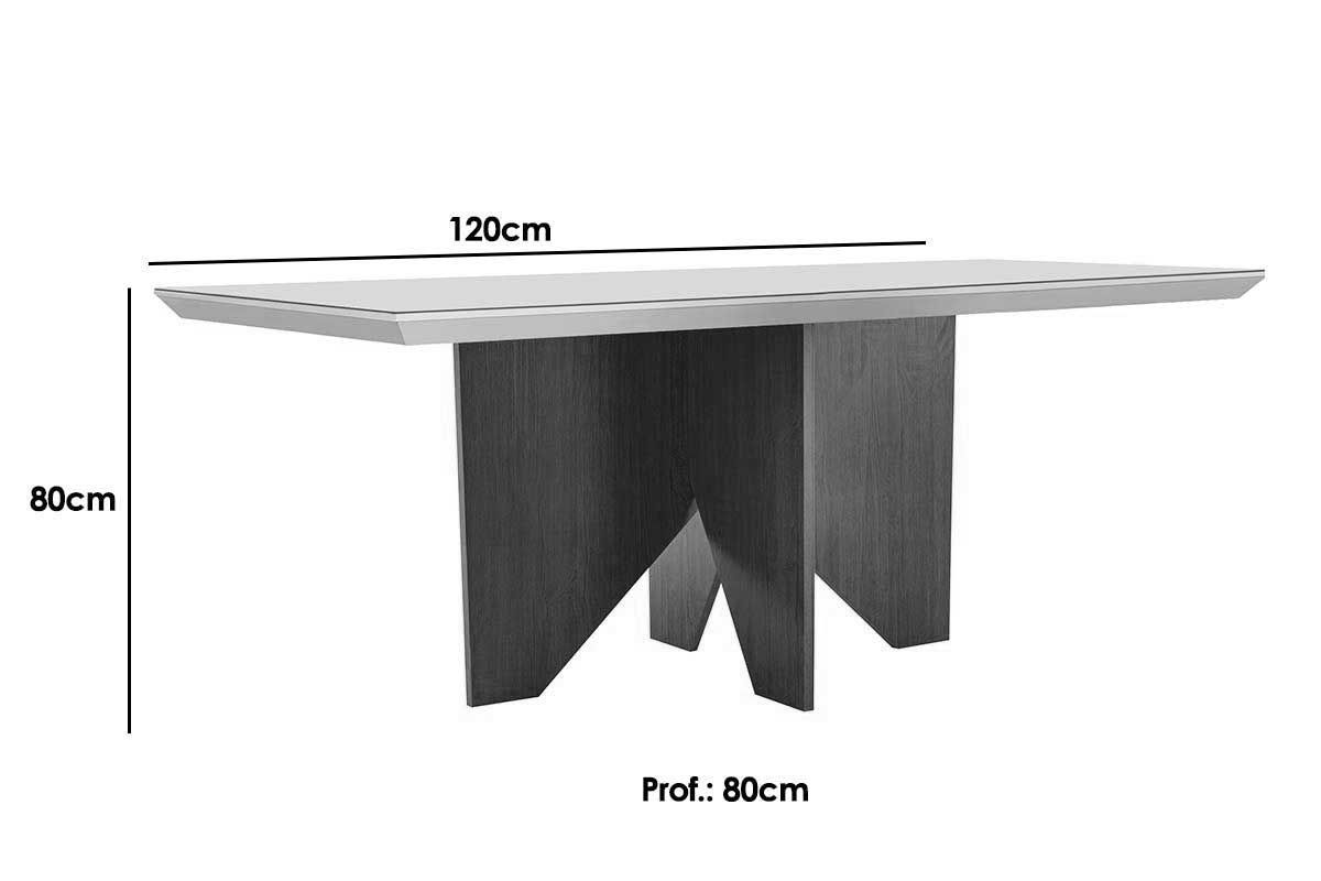 Sala Jantar Mesa Nevada c/ Tampo Madeirado c/ Vidro Canto Curvo 120x80cm e 4 Cadeiras Tilia - Rufato