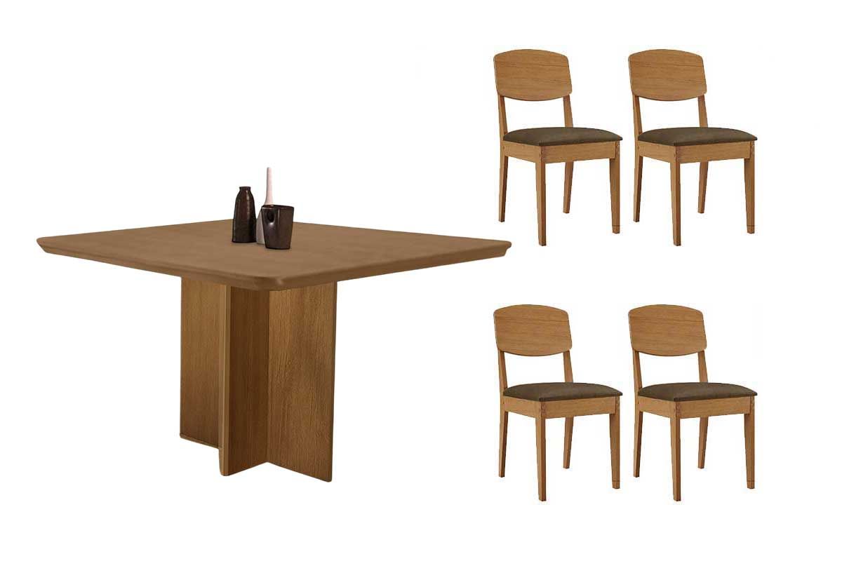 Sala Jantar Mesa Berlim Curvo 90cm + 4 Cadeiras Havana - Rufato