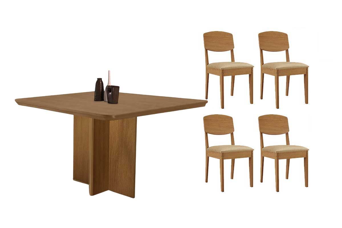 Sala Jantar Mesa Berlim Curvo 90cm + 4 Cadeiras Havana - Rufato