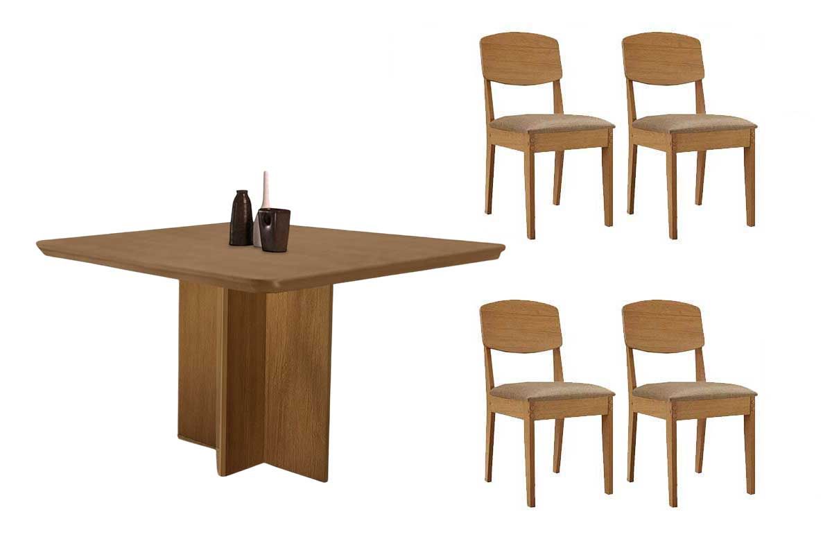 Sala Jantar Mesa Berlim Curvo 90cm + 4 Cadeiras Havana - Rufato