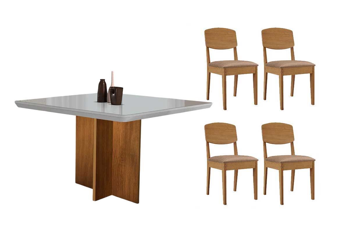 Sala Jantar Mesa Berlim Curvo 90cm + 4 Cadeiras Havana - Rufato