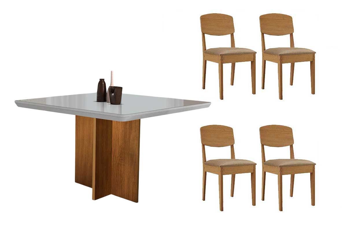 Sala Jantar Mesa Berlim Curvo 90cm + 4 Cadeiras Havana - Rufato