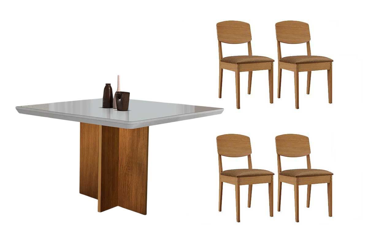 Sala Jantar Mesa Berlim Curvo 90cm + 4 Cadeiras Havana - Rufato