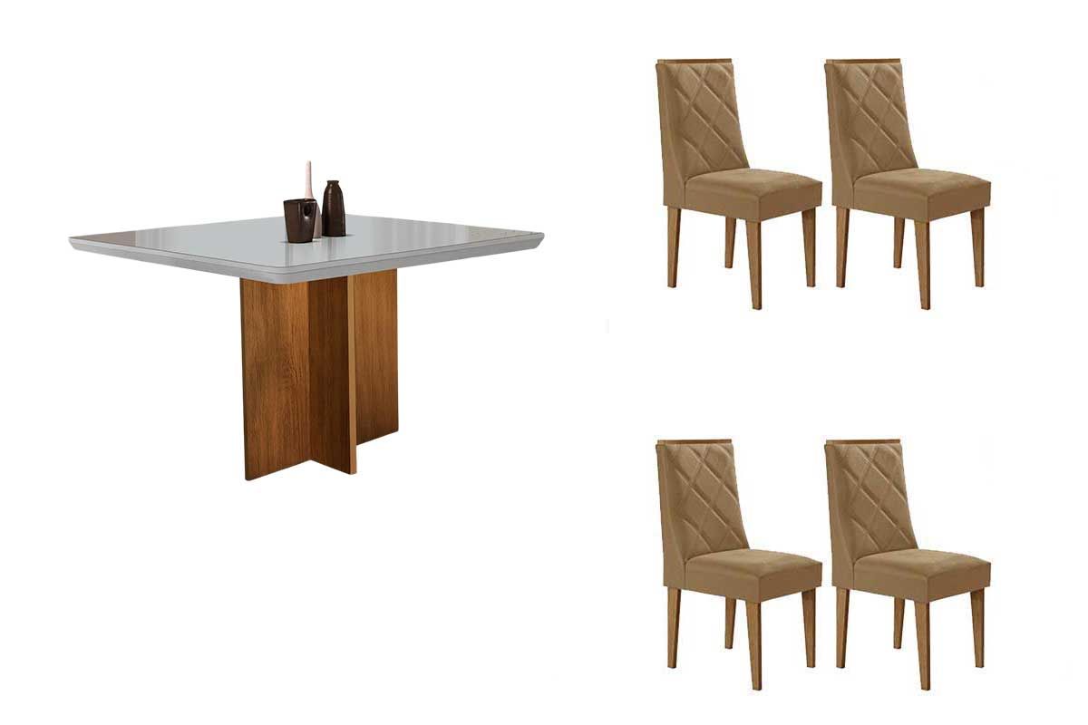 Sala Jantar Mesa Berlim Curvo 90cm + 4 Cadeiras Pietá - Rufato