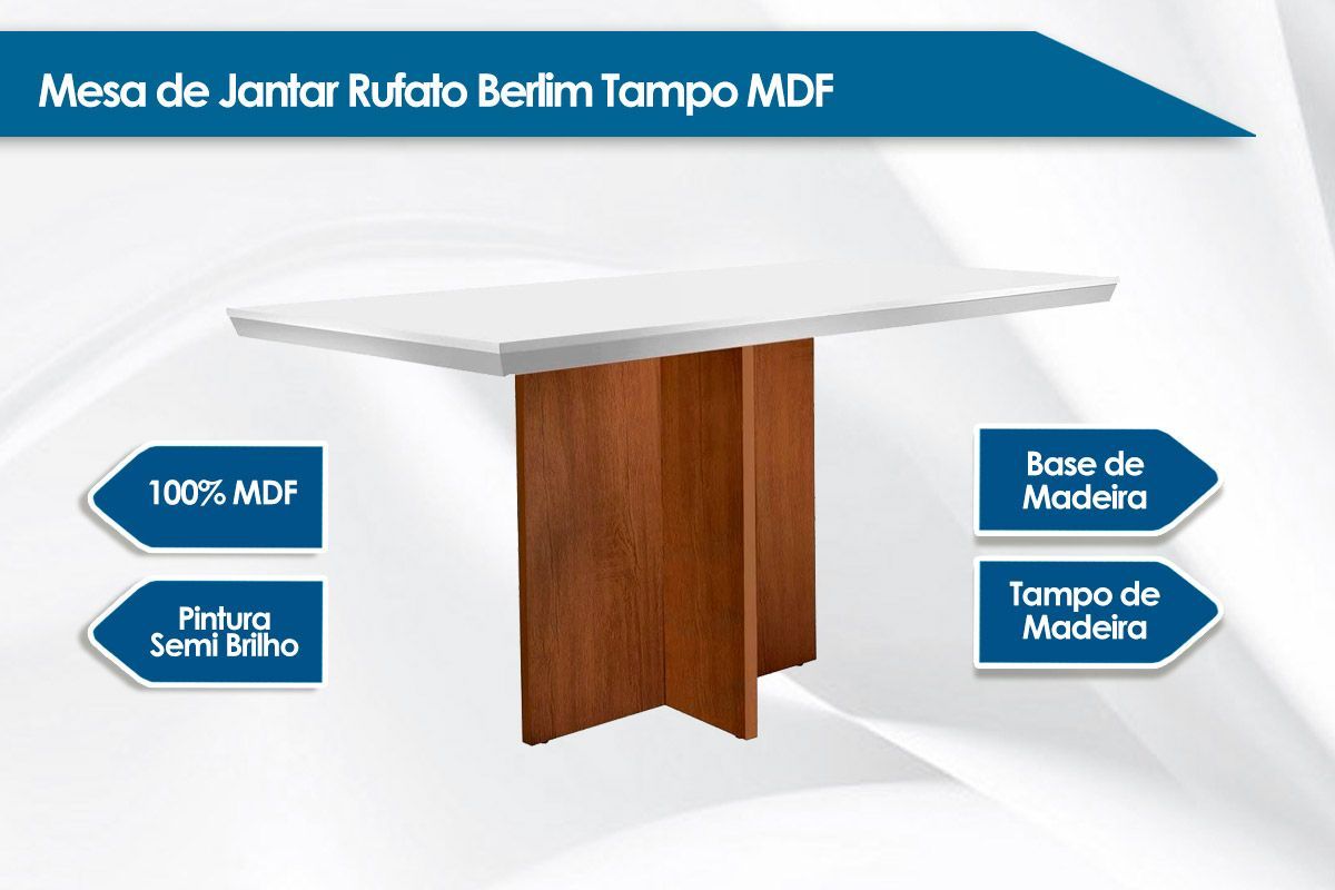Sala Jantar Mesa Berlim Curvo 120cm + 4 Cadeiras Pietá - Rufato