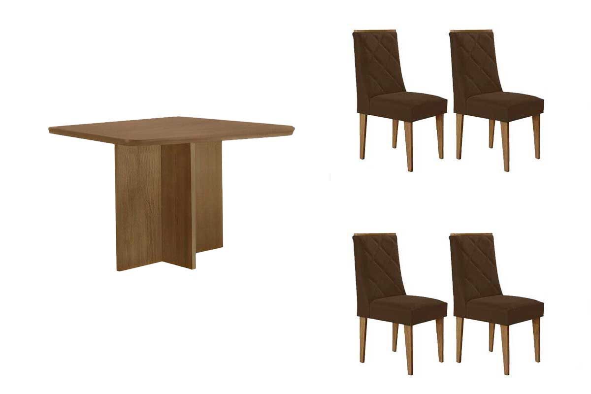 Sala Jantar Mesa Berlim Curvo 90cm + 4 Cadeiras Pietá - Rufato