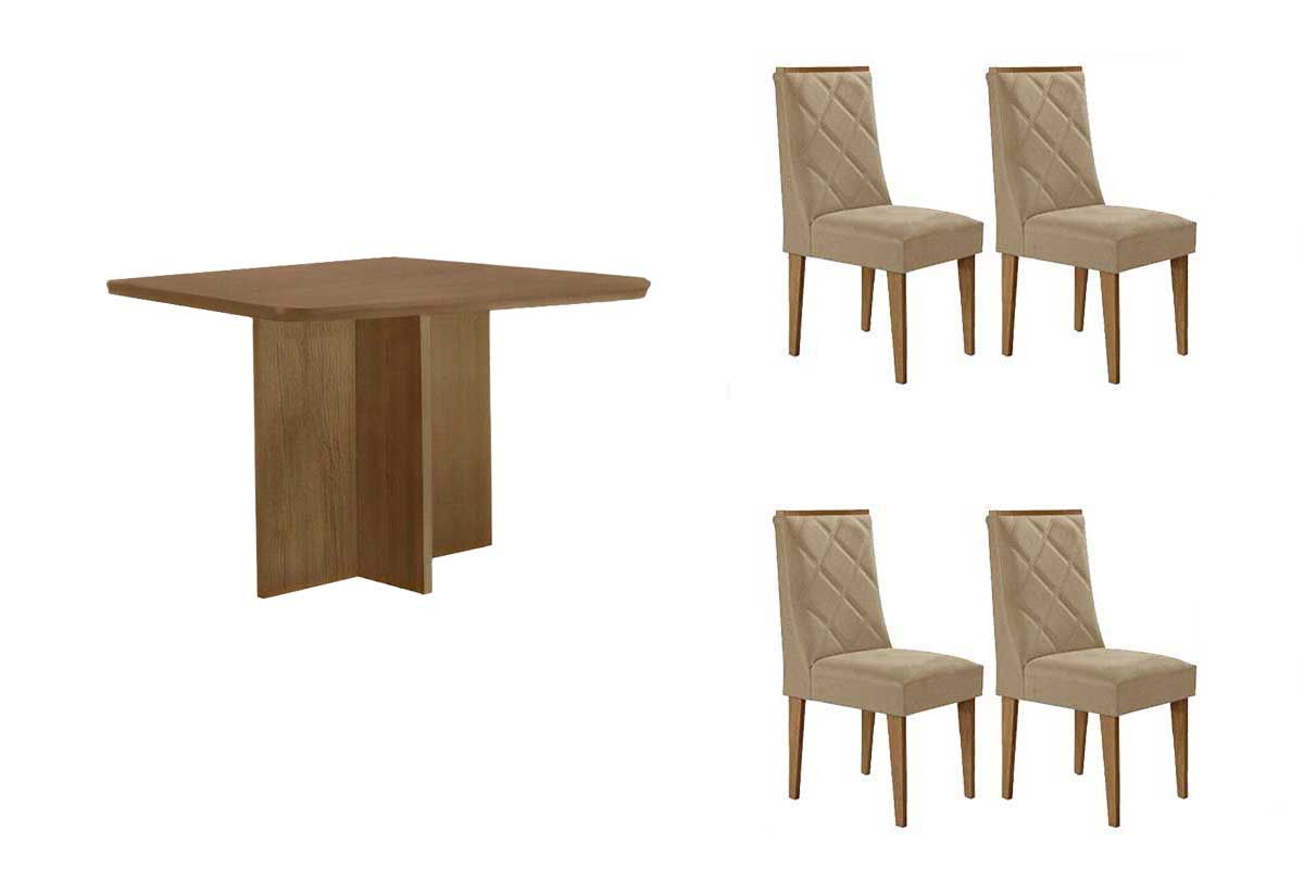 Sala Jantar Mesa Berlim Curvo 90cm + 4 Cadeiras Pietá - Rufato