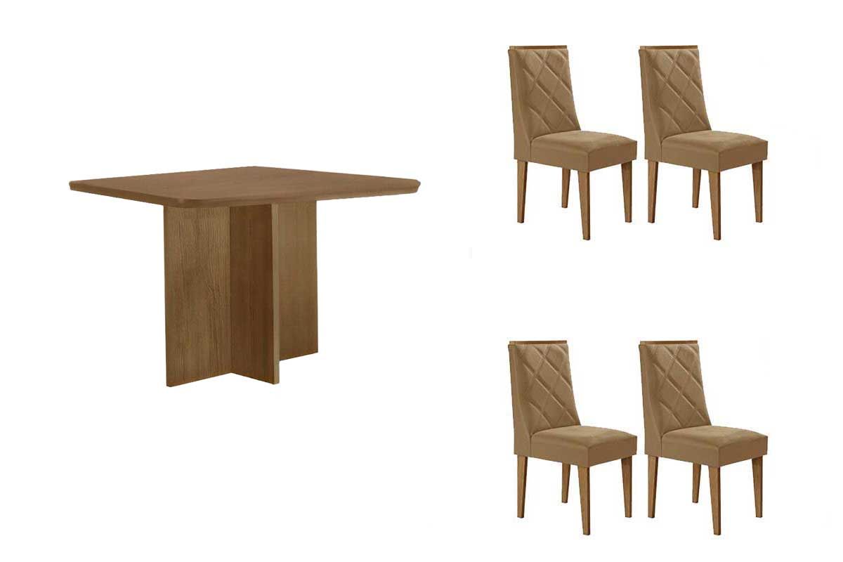 Sala Jantar Mesa Berlim Curvo 90cm + 4 Cadeiras Pietá - Rufato