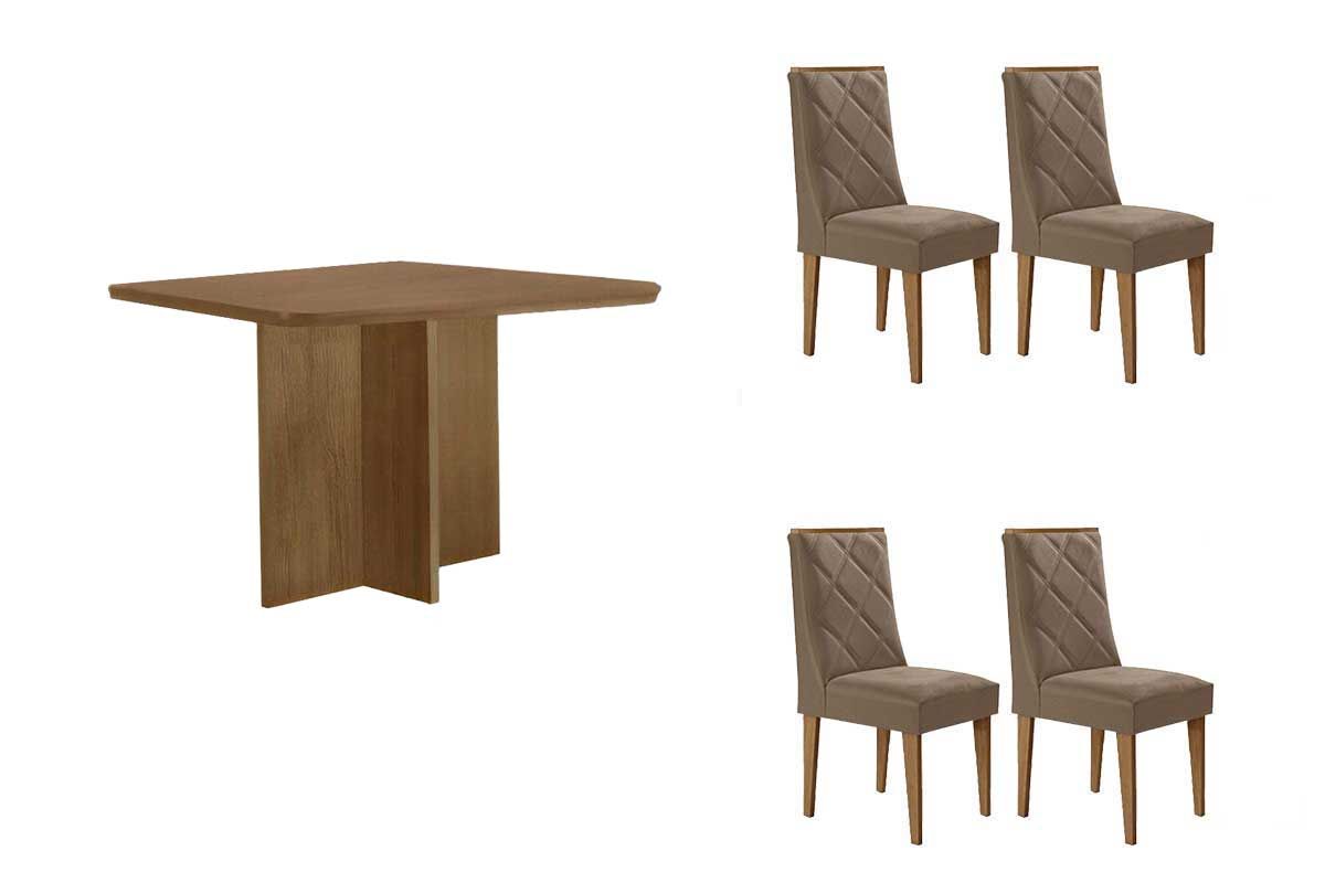 Sala Jantar Mesa Berlim Curvo 90cm + 4 Cadeiras Pietá - Rufato