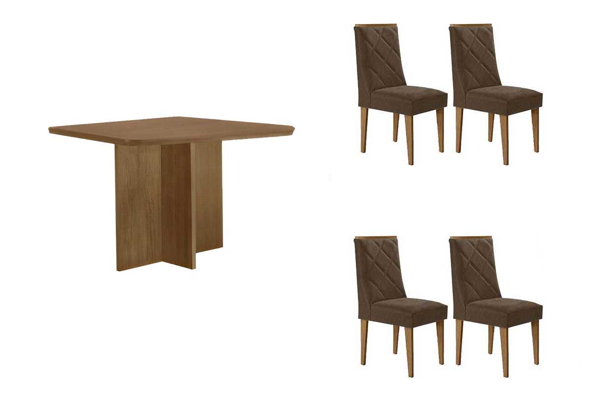 Sala Jantar Mesa Berlim Curvo 90cm + 4 Cadeiras Pietá - Rufato