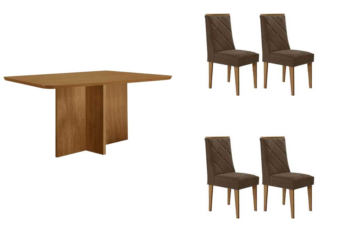 Sala Jantar Mesa Berlim Curvo 120cm e 4 Cadeiras Pietá - Rufato