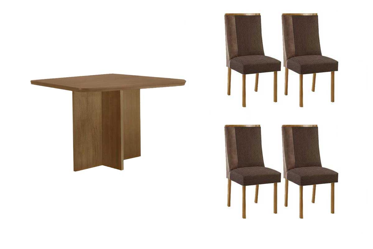 Sala Jantar Mesa Berlim Curvo 90cm + 4 Cadeiras Tilia - Rufato