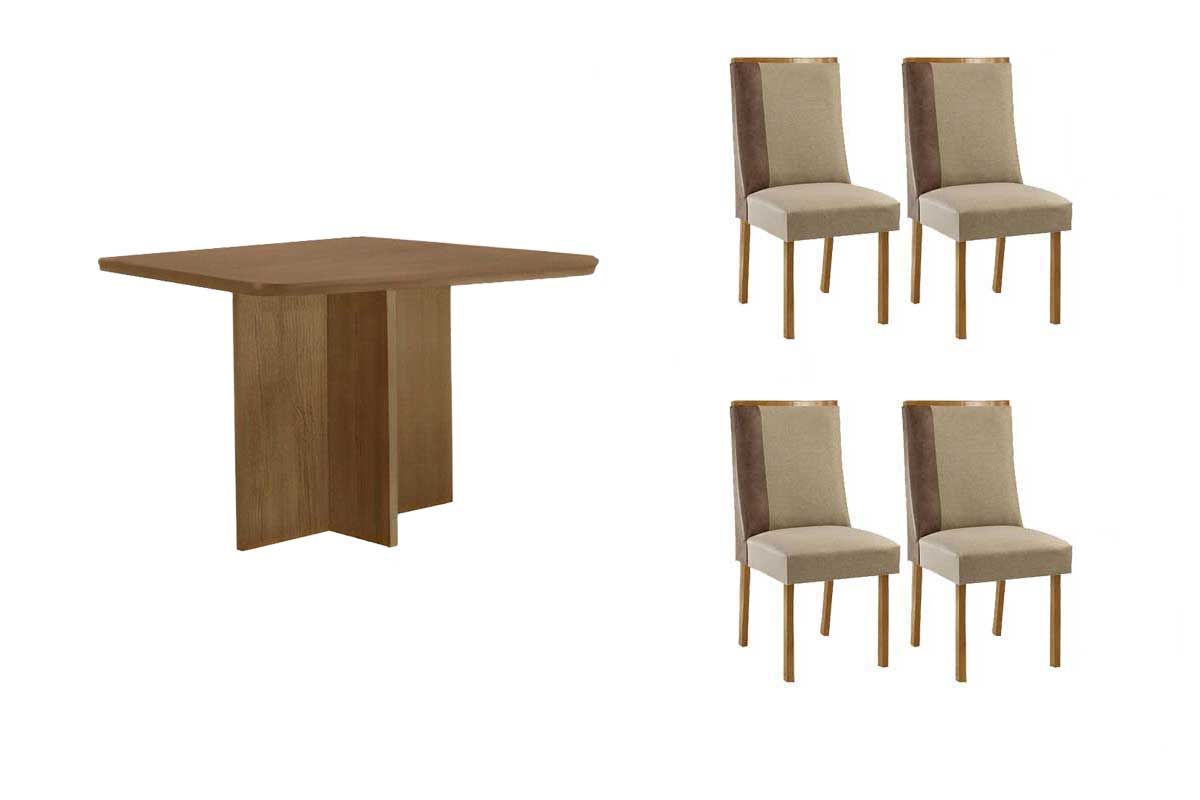 Sala Jantar Mesa Berlim Curvo 90cm + 4 Cadeiras Tilia - Rufato