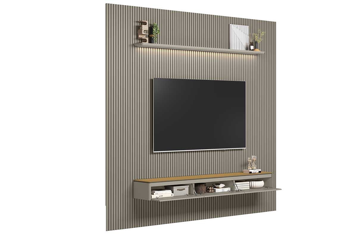 Home p/ TV até 100 Pol Modular 3.0 Ripado c/3 Porta. 1 Prat. 2,97x2,50cm Linea Brasil