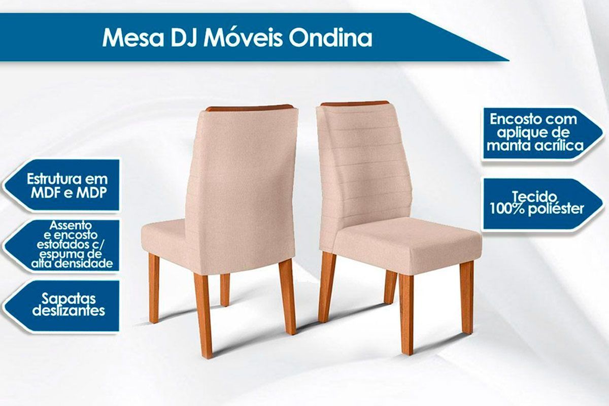 Sala de Jantar Completa Itália c/ Tampo Madeirado c/ Vidro Curvo 136x136cm e 6 Cadeiras Ondina - DJ Móveis