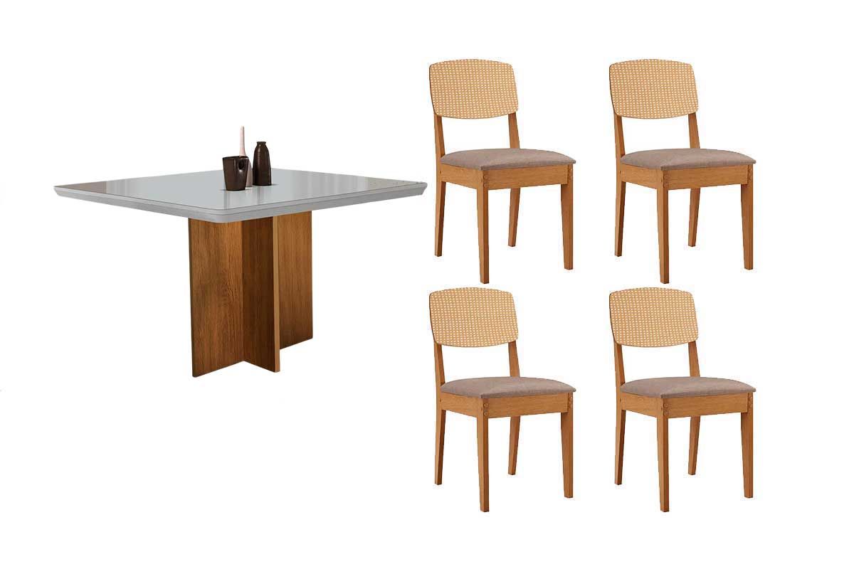 Sala Jantar Mesa Berlim Curvo 90cm + 4 Cadeiras Havana - Rufato