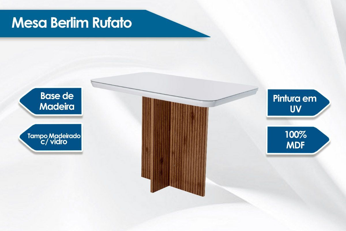 Sala Jantar Mesa Berlim Curvo 90cm + 4 Cadeiras Havana - Rufato