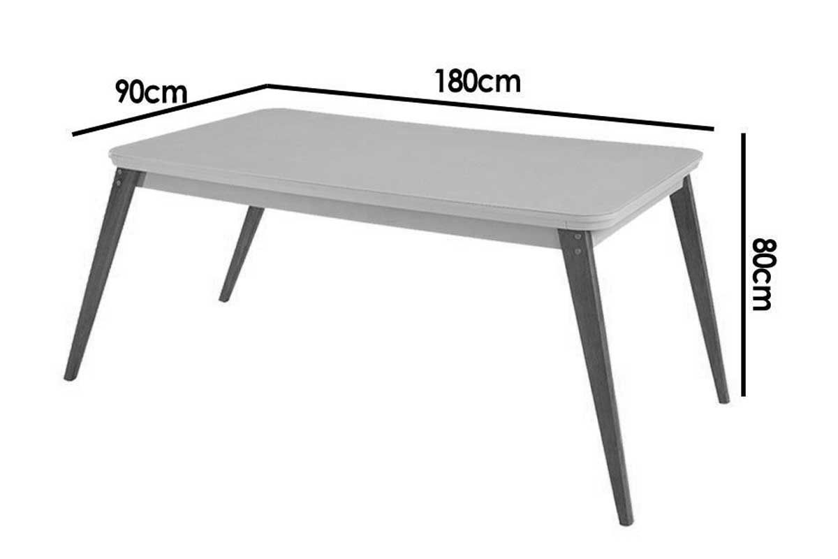 Sala Jantar Mesa Havana Tampo c/ Vidro Curvo 180cm+6 Cadeiras Havana - Rufato
