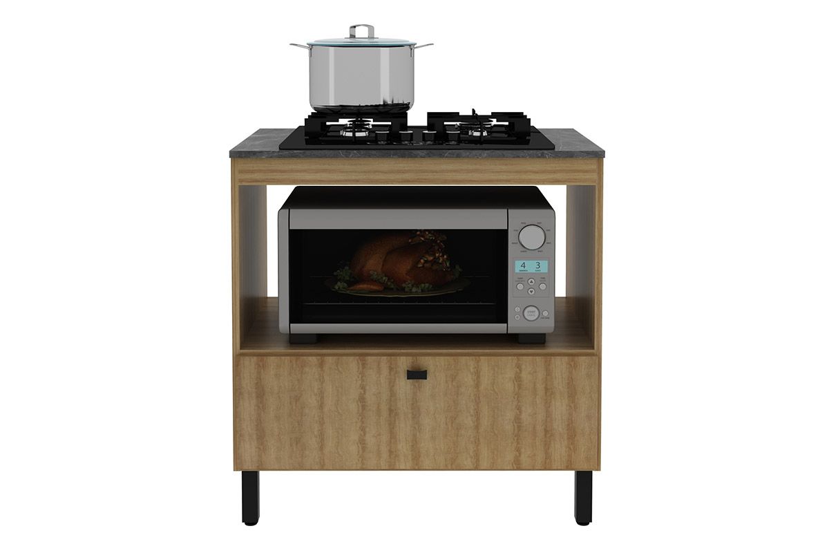 Balcão Cozinha Tecno Mobili p/ Cooktop c/Tampo BL3315 c/1 Porta e 1 Nicho 75cmAmêndoa/Marmore Lunar Balcão Cozinha Tecno Mobili p/ Cooktop c/Tampo BL3315 c/1 Porta e 1 Nicho 75cmAmêndoa/Marmore Lunar