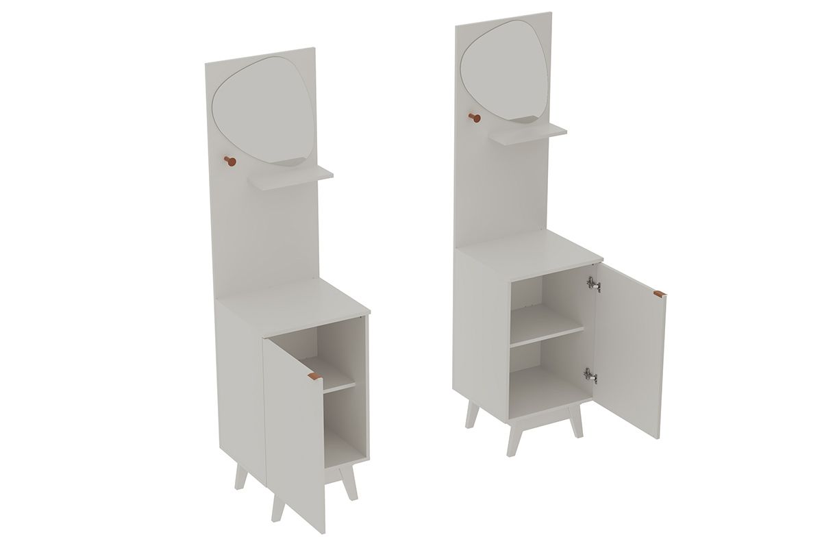 Conjunto Banheiro c/Pés BN3684 s/ Cuba c/1 Porta e Espelho Tecno Mobili