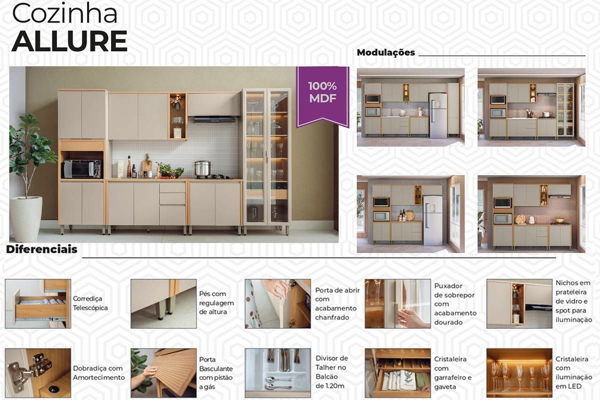 Cozinha Completa Linea Brasil 6 Peças Allure CP16