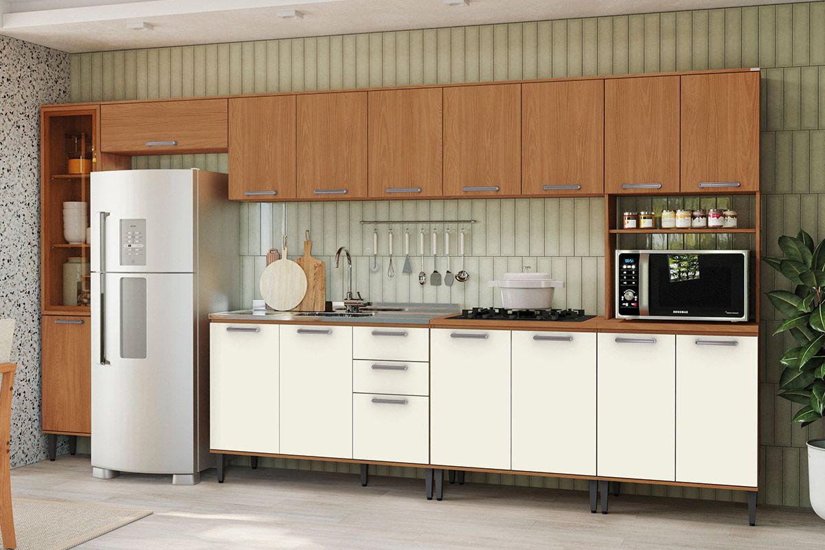 Balcão Cozinha Kappesberg Linna T722 c/2 Portas 3Gavs s/Tampo 120cm