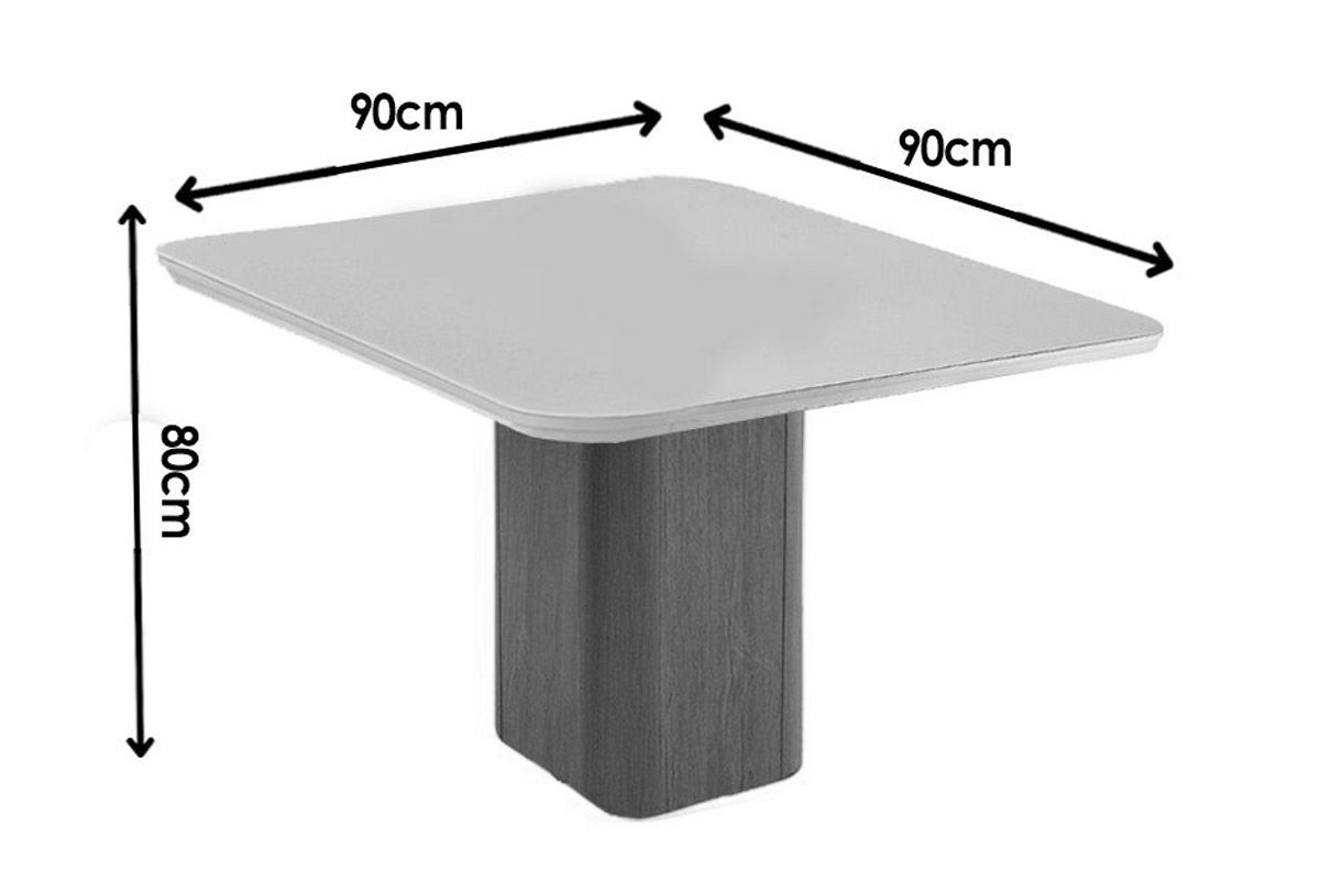 Sala Jantar Mesa Maldivas Tampo c/ Vidro Curvo 90cm+4 Cadeiras Dafne Madeira - Rufato