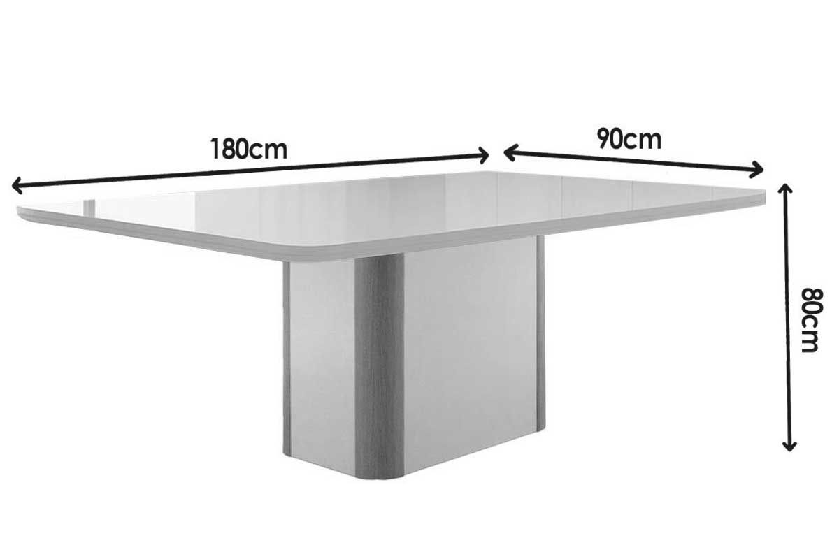 Sala Jantar Mesa Pietá c/ Tampo Madeirado c/ Vidro Canto Curvo 180x90cm e 6 Cadeiras Maldivas - Rufato