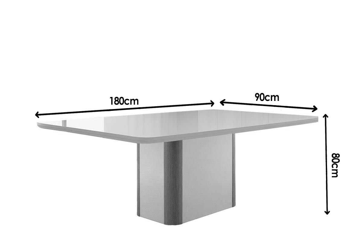 Sala Jantar Mesa Pietá c/ Tampo Madeirado c/ Vidro Canto Curvo 180x90cm e 6 Cadeiras Tilia - Rufato