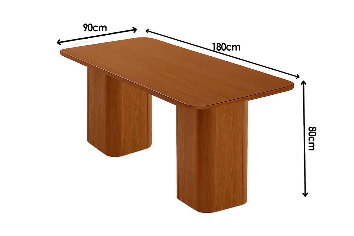 Sala Jantar Mesa Maldivas Tampo Curvo 180cm+6 Cadeiras Dakota Madeira - Rufato