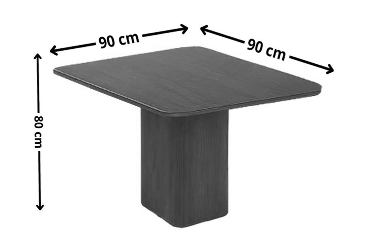 Sala Jantar Mesa Maldivas Tampo Curvo 90cm+4 Cadeiras Dakota Madeira - Rufato