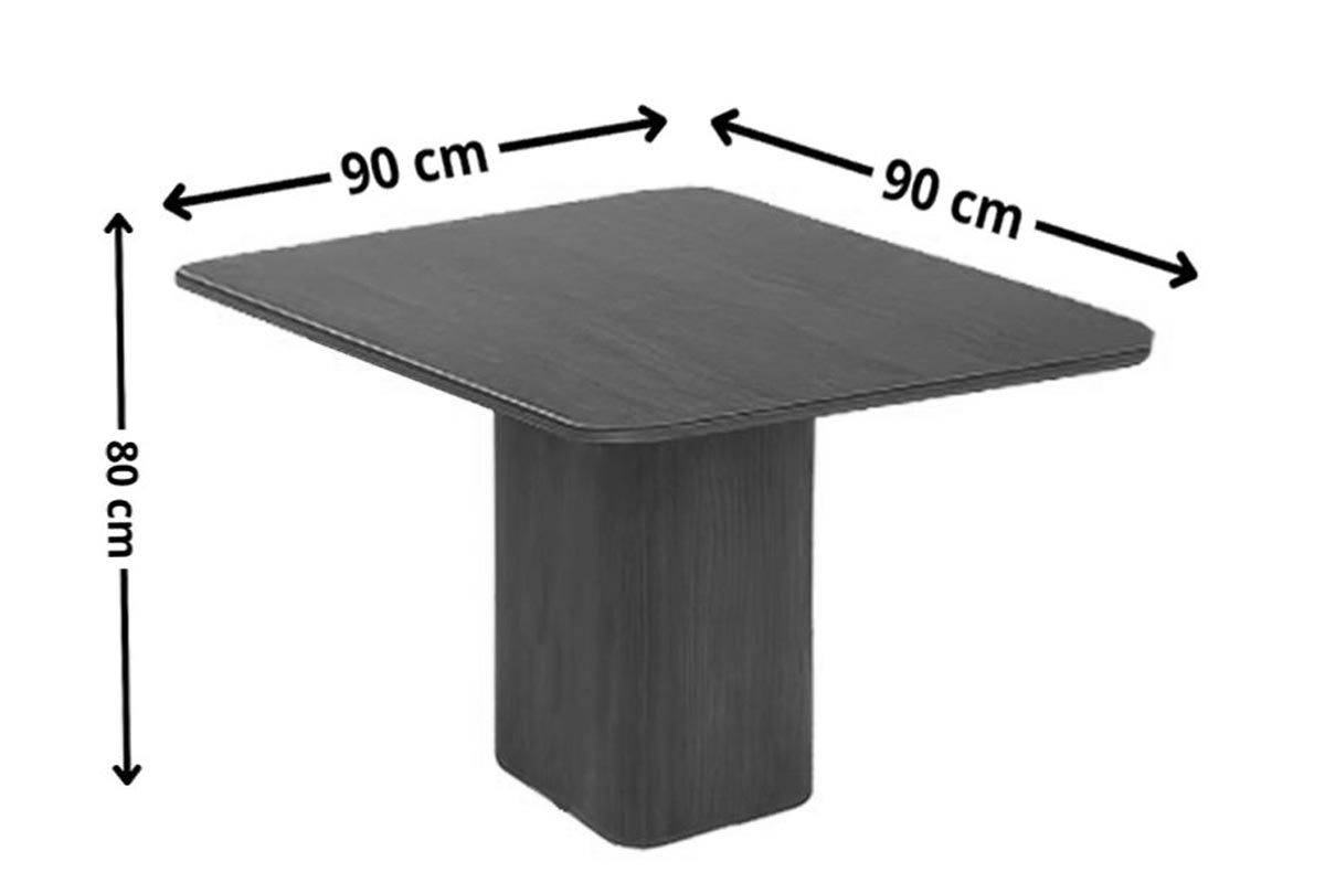 Sala Jantar Mesa Maldivas Tampo Curvo 90cm+4 Cadeiras Maldivas Madeira - Rufato