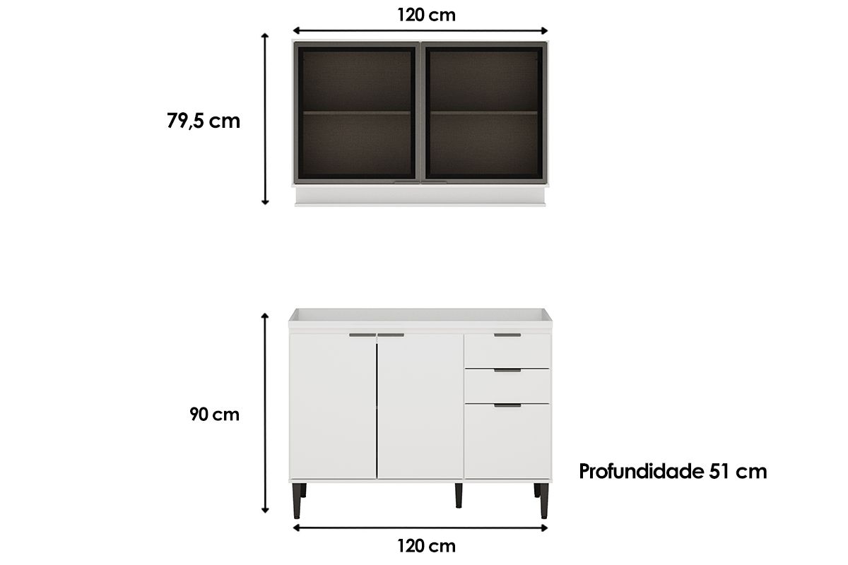 Cozinha Completa Carraro 2 Peças Alpha C2P54