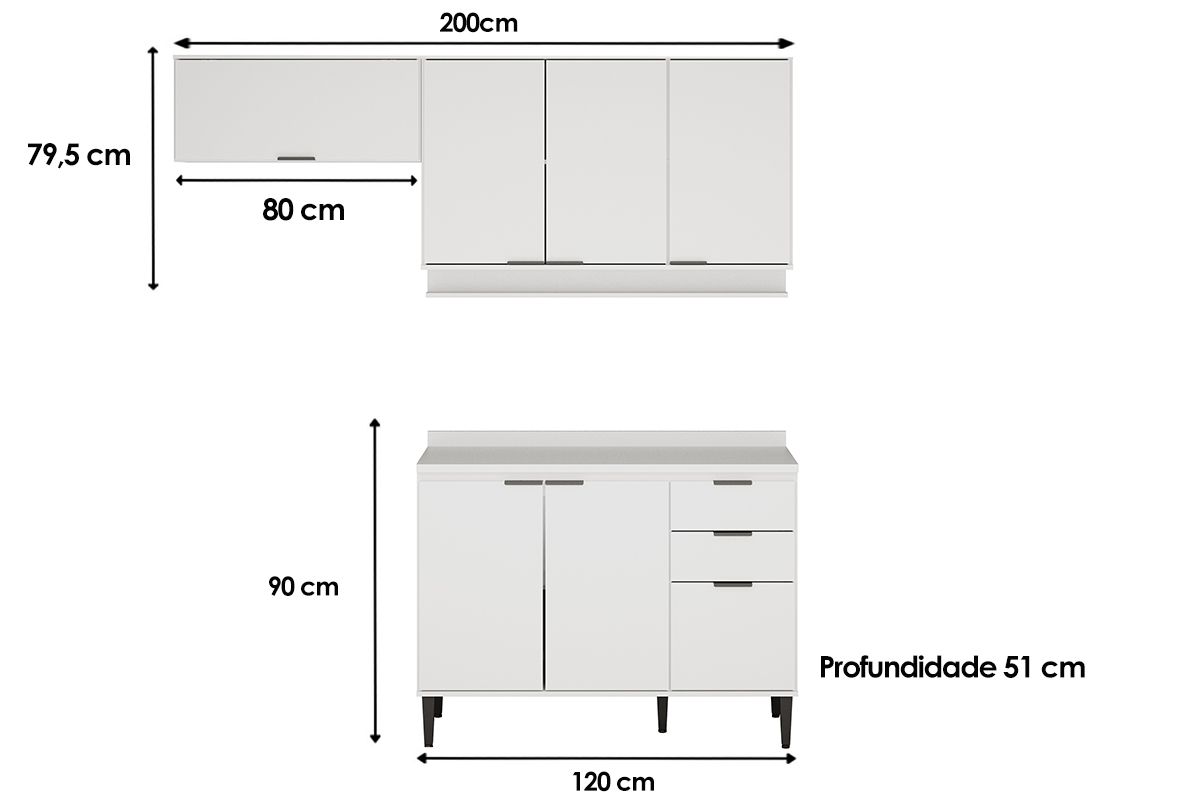 Cozinha Completa Carraro 3 Peças Alpha C3P32