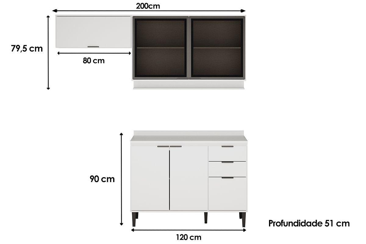 Cozinha Completa Carraro 3 Peças Alpha C3P33