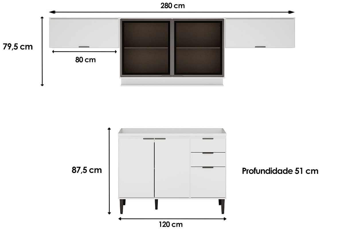 Cozinha Completa Carraro 4 Peças Alpha C4P182