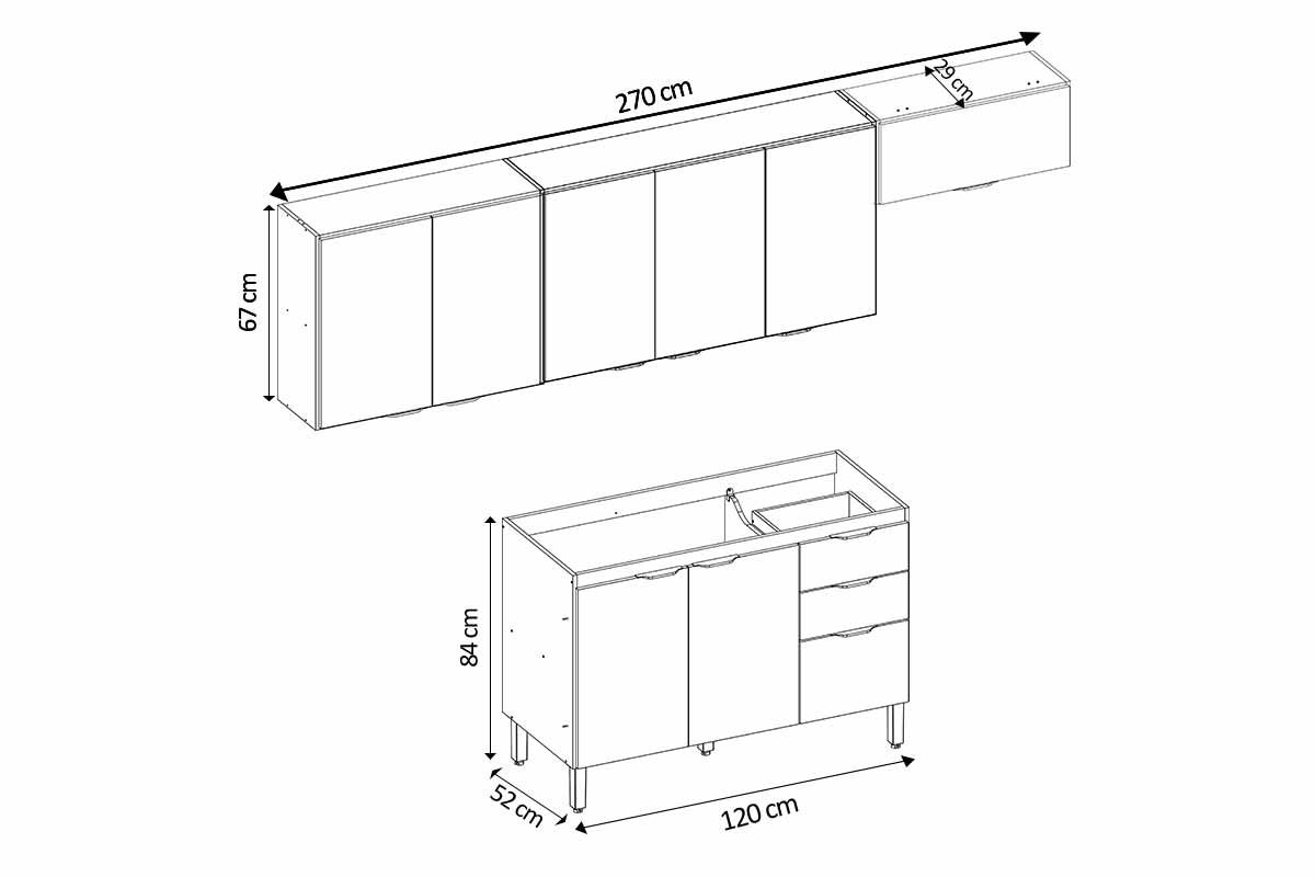 Cozinha Completa Demóbile 4 Peças Firenze C4P253