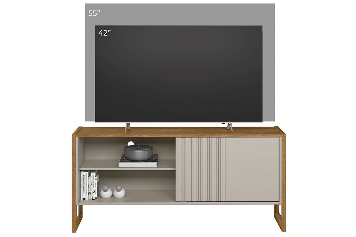 Rack Bancada p/ TV até 55 Pol Gold 1 Pta 1 Prat c/Pés 141x65cm Linea Brasil