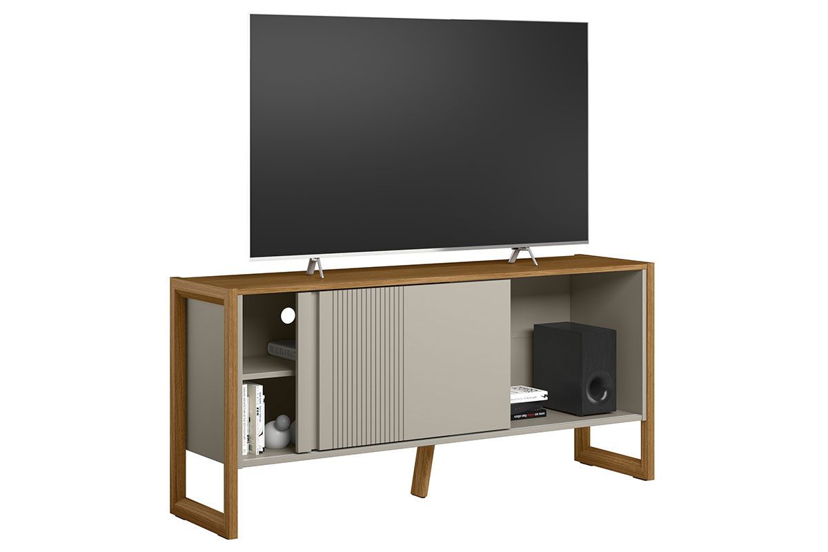 Rack Bancada p/ TV até 55 Pol Gold 1 Pta 1 Prat c/Pés 141x65cm Linea Brasil