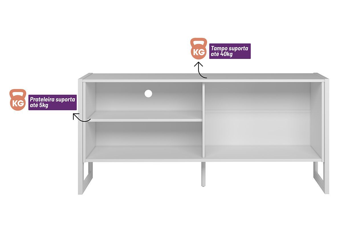 Rack Bancada p/ TV até 55 Pol Gold 1 Pta 1 Prat c/Pés 141x65cm Linea Brasil