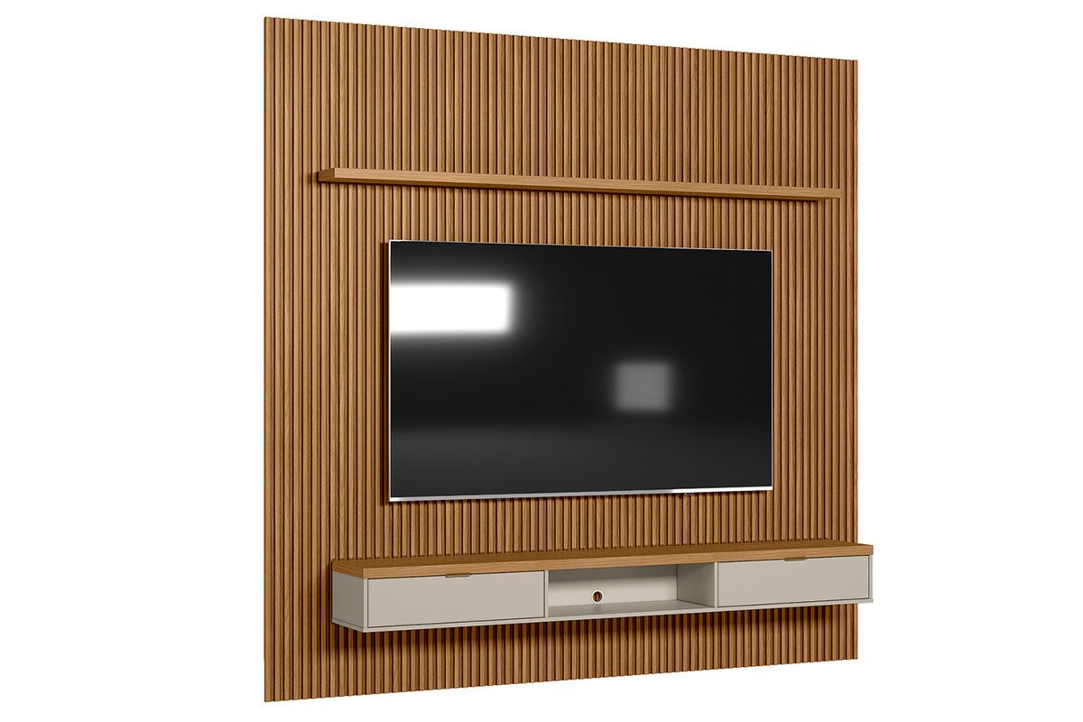 Home p/ TV até 90 Pol Modular 2.6 Ripado c/2 Portas 1 Pratel. 258x250cm Linea Brasil
