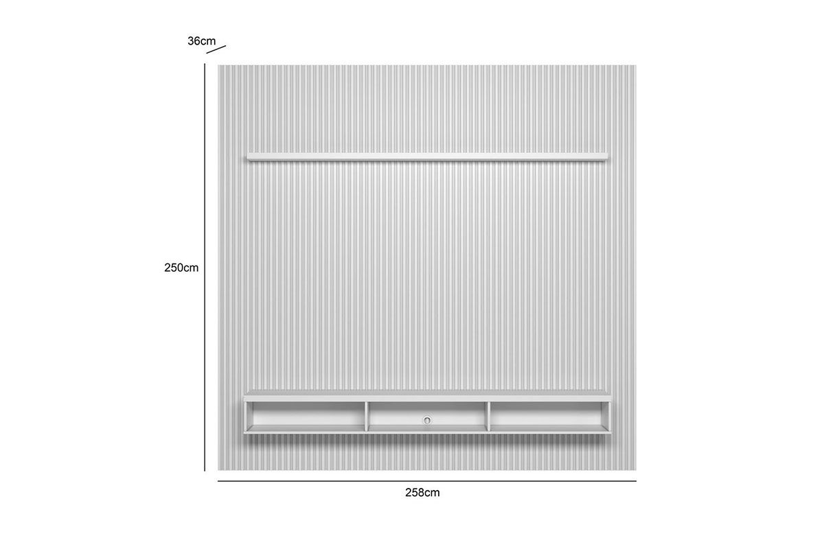 Home p/ TV até 90 Pol Modular 2.6 Ripado c/2 Portas 1 Pratel. 258x250cm Linea Brasil