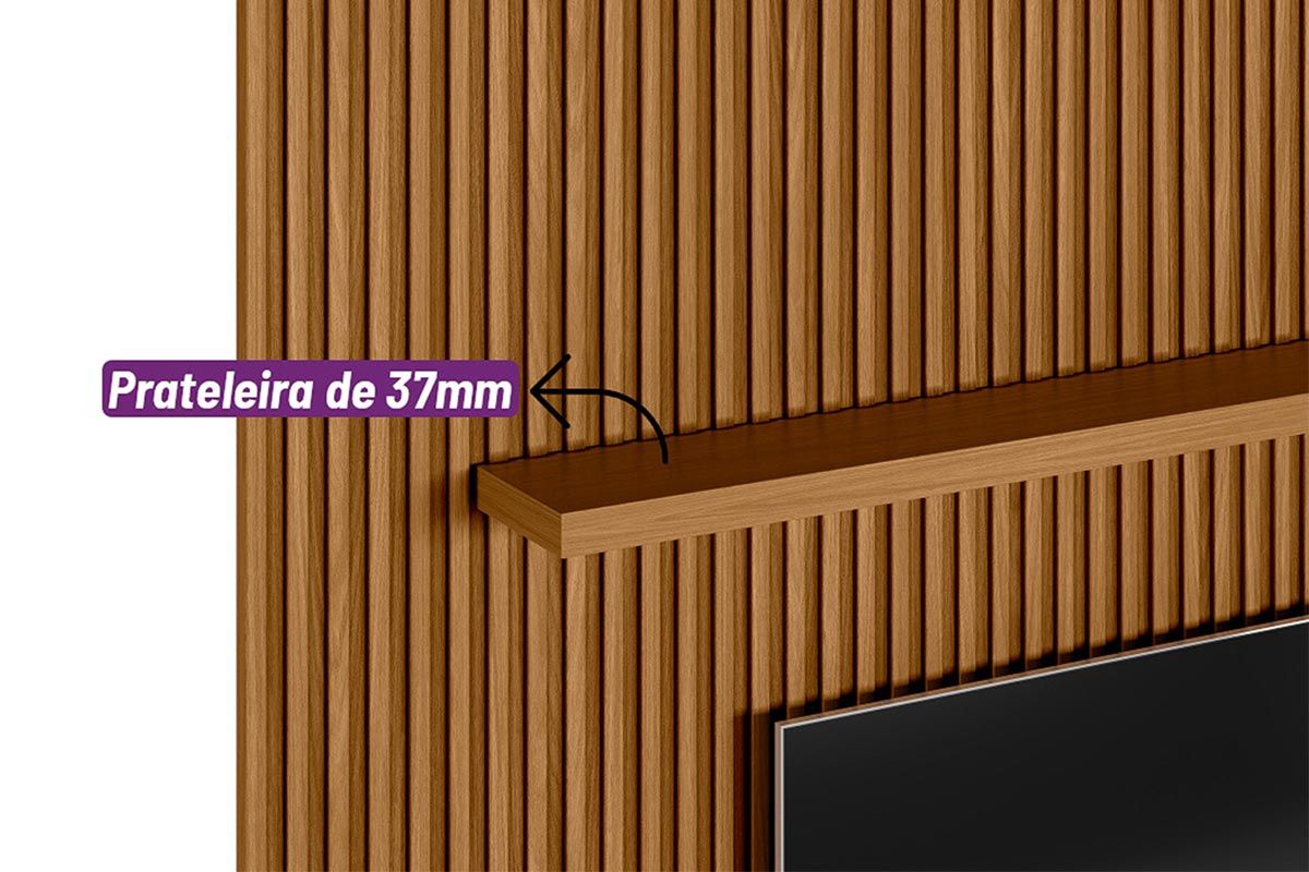 Home p/ TV até 90 Pol Modular 2.6 Ripado c/2 Portas 1 Pratel. 258x250cm Linea Brasil