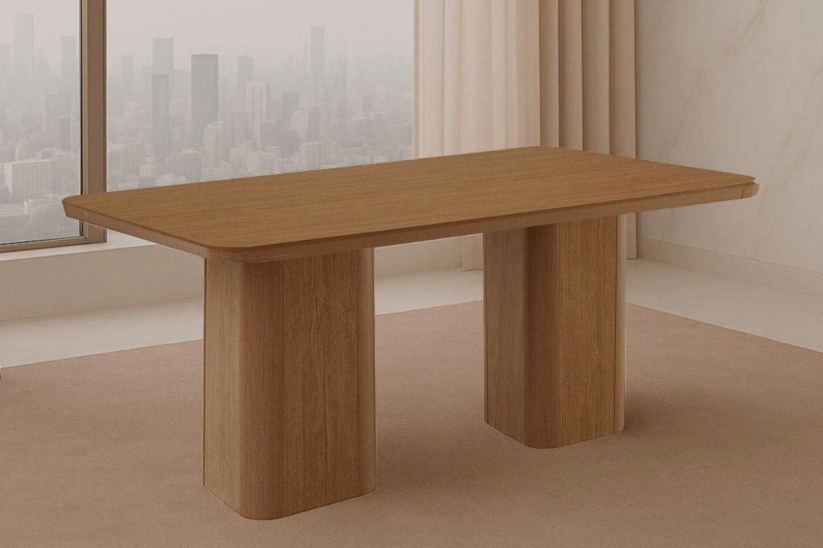 Sala Jantar Mesa Maldivas Tampo Curvo 180cm+6 Cadeiras Dafne Madeira - Rufato