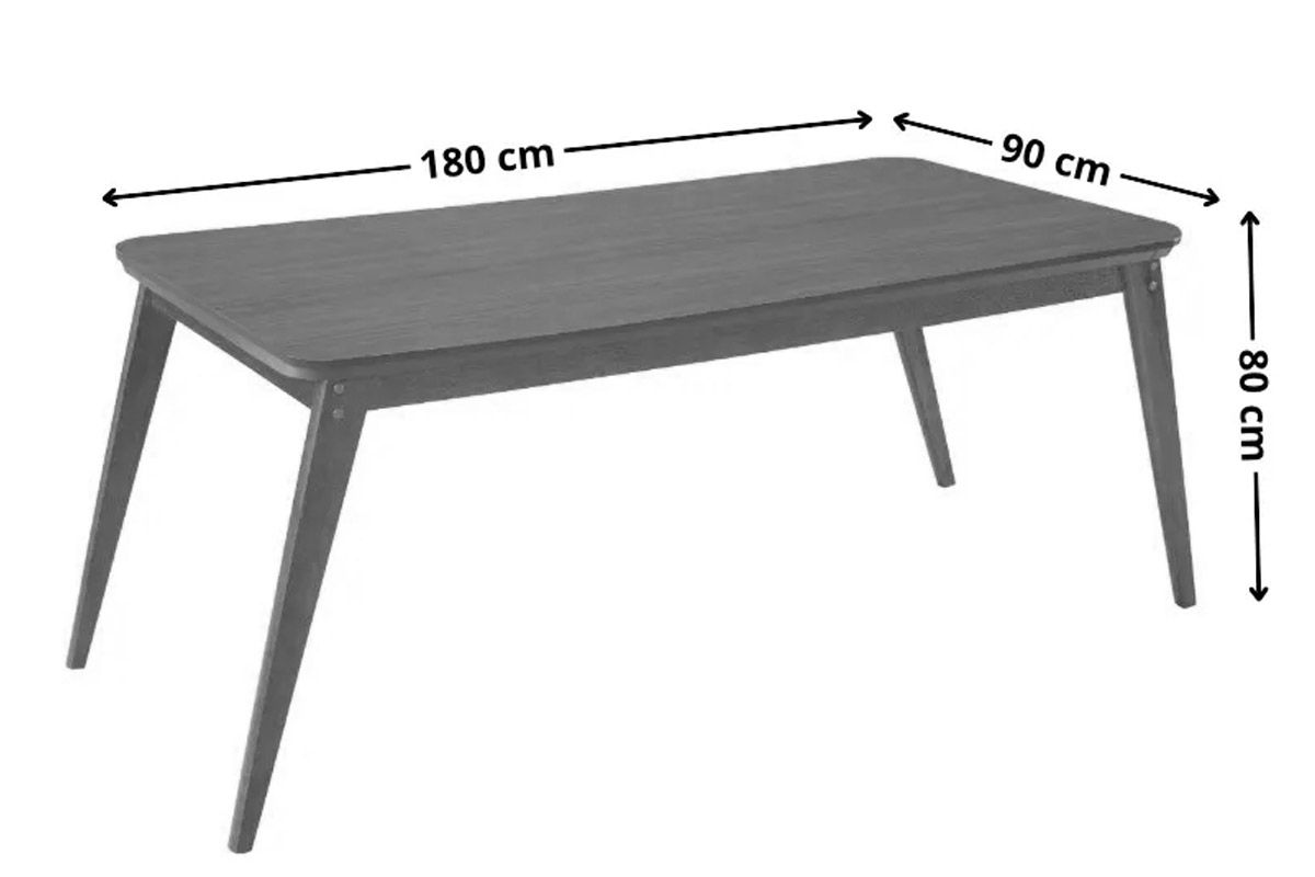 Sala Jantar Mesa Havana Tampo Curvo 180cm+6 Cadeiras Havana - Rufato