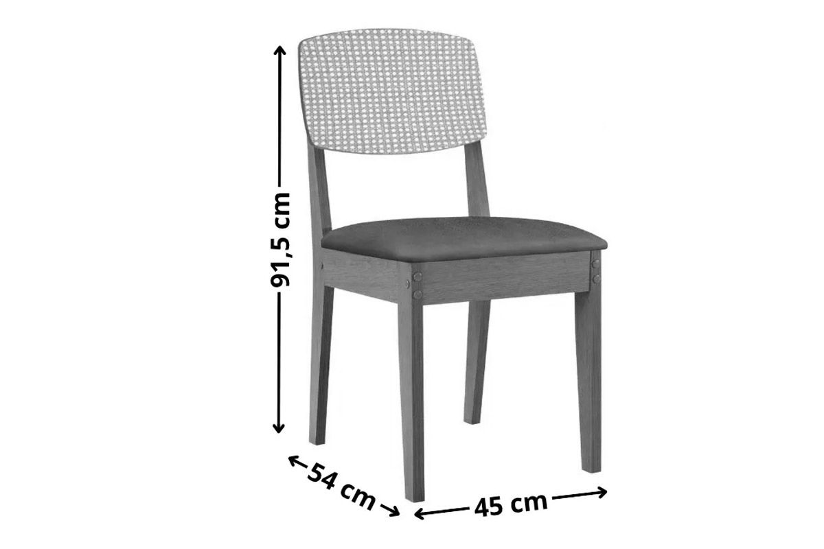 Sala Jantar Mesa Havana Tampo Curvo 180cm+6 Cadeiras Havana - Rufato