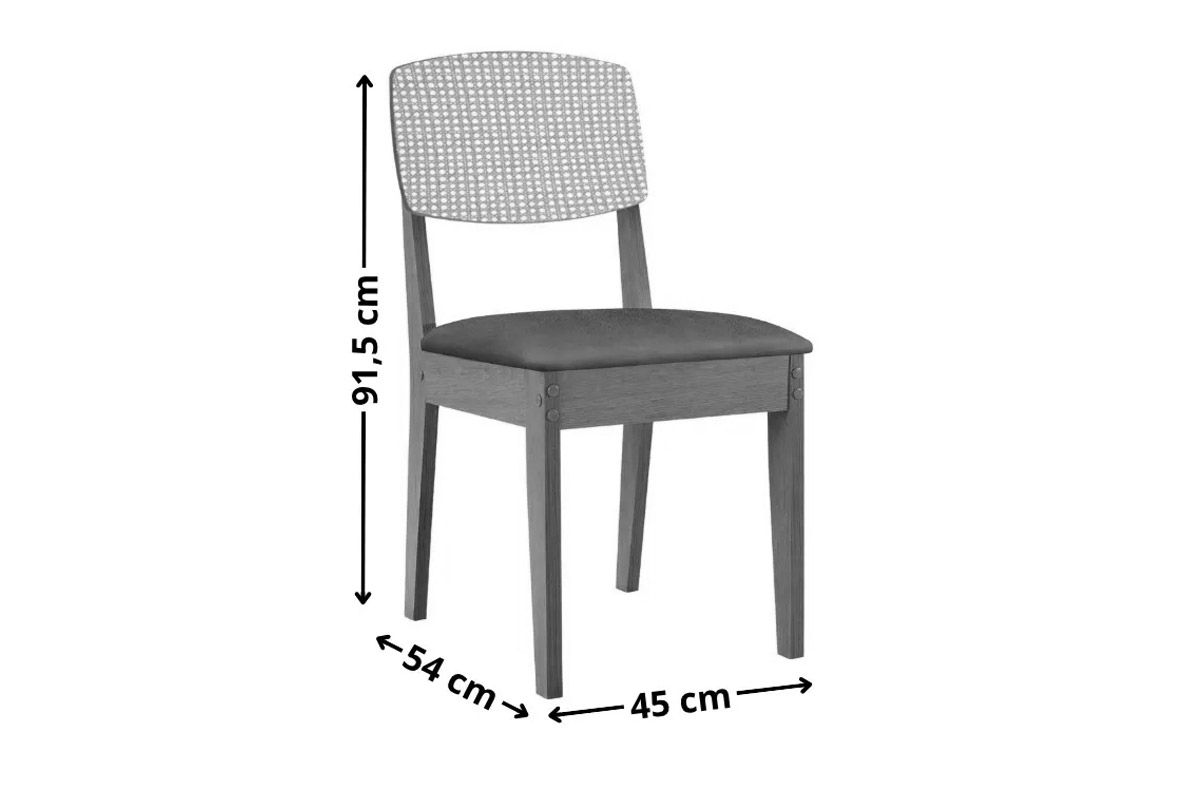 Sala Jantar Mesa Havana Tampo Curvo 120cm+4 Cadeiras Havana - Rufato
