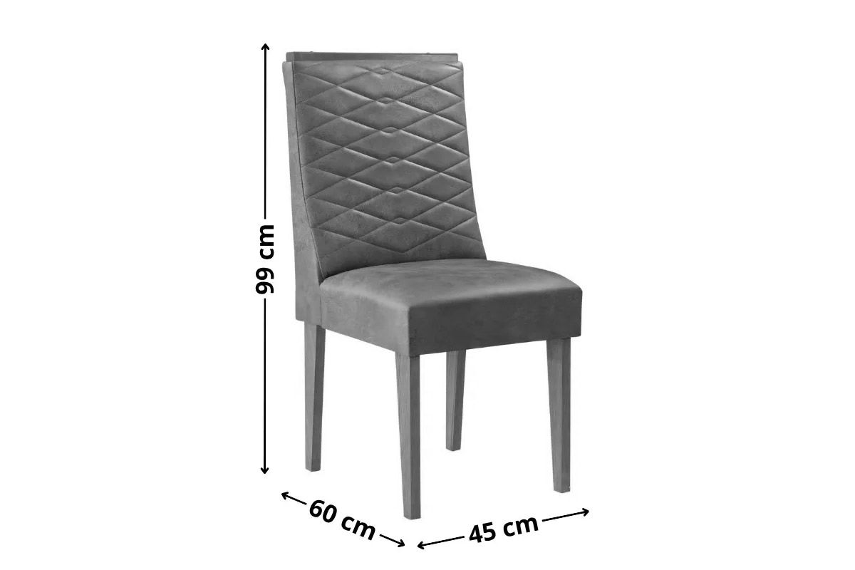 Sala Jantar Mesa Havana Tampo Curvo 180cm+6 Cadeiras Dafne Madeira - Rufato