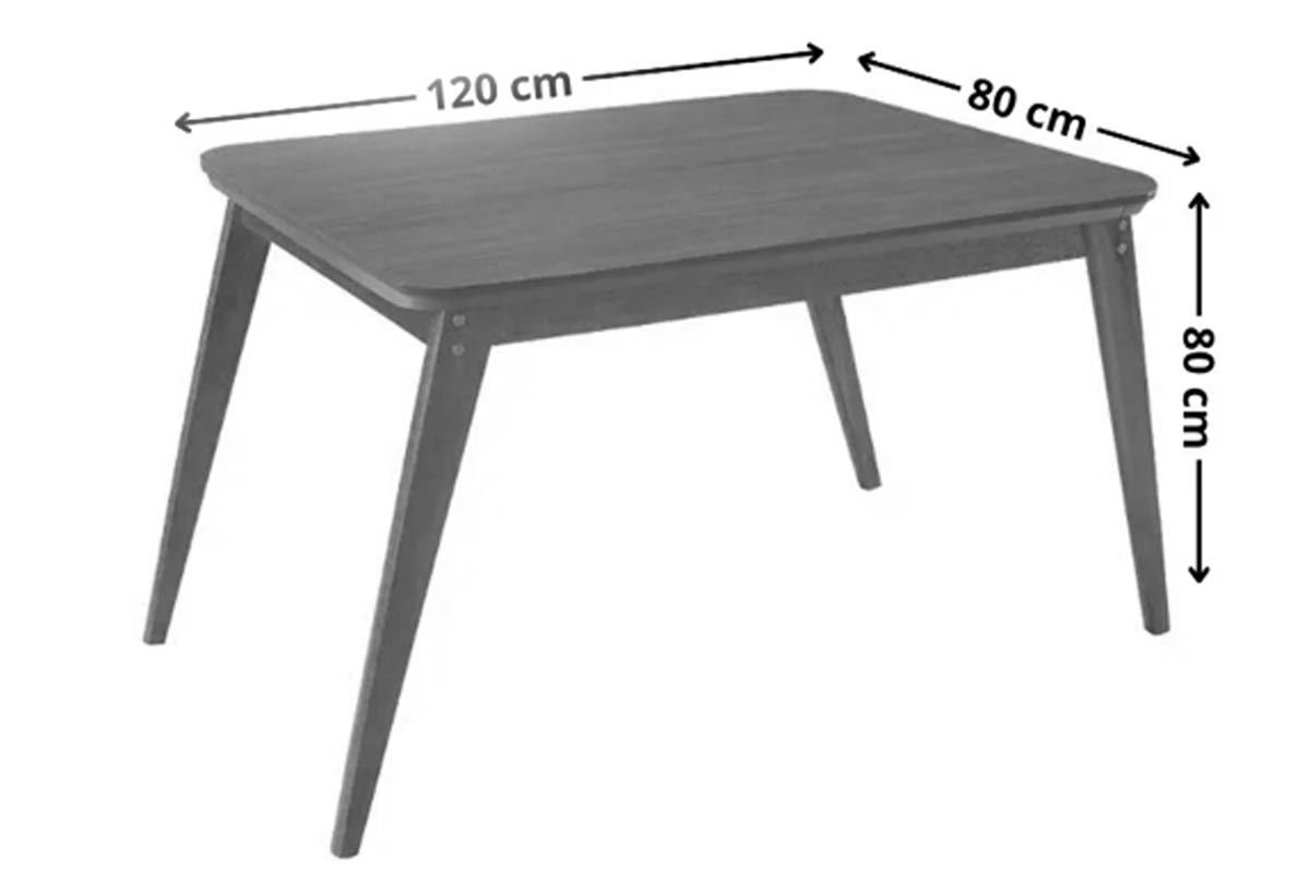 Sala Jantar Mesa Havana Tampo Curvo 120cm+4 Cadeiras Dafne Madeira - Rufato